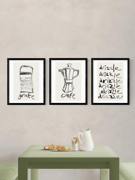 EAST END PRINTS Cartissi 'Kitchen Study' Framed Print, Set of 3, 53.4 x 43.4cm, Black - view 2, Black