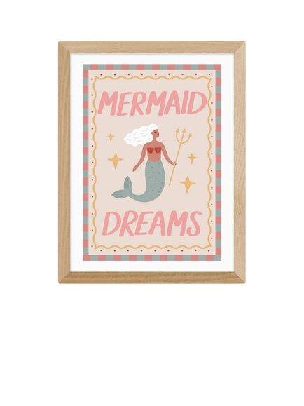 EAST END PRINTS Kid of the Village 'Mermaid Dreams' Framed Print, 43.4 x 53.4cm, Natural, Natural