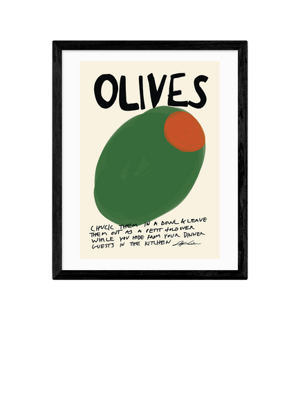 EAST END PRINTS Stephie Cardona 'Olives' Framed Print, 53.4 x 43.4cm, Black, Black