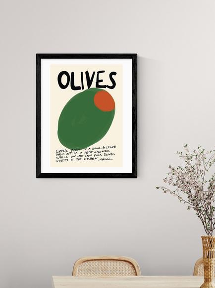 EAST END PRINTS Stephie Cardona 'Olives' Framed Print, 53.4 x 43.4cm, Black - view 2, Black