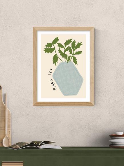EAST END PRINTS Amber May Art 'Parsley Plant' Framed Print, 43.4 x 33.4cm, Natural - view 2, Natural