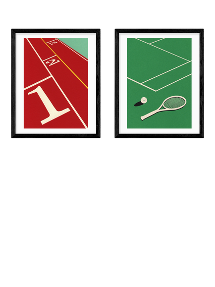 EAST END PRINTS Rosi Feist 'Racket & Run' Framed Print, Set of 2, 53.4 x 43.4cm, Black, Black