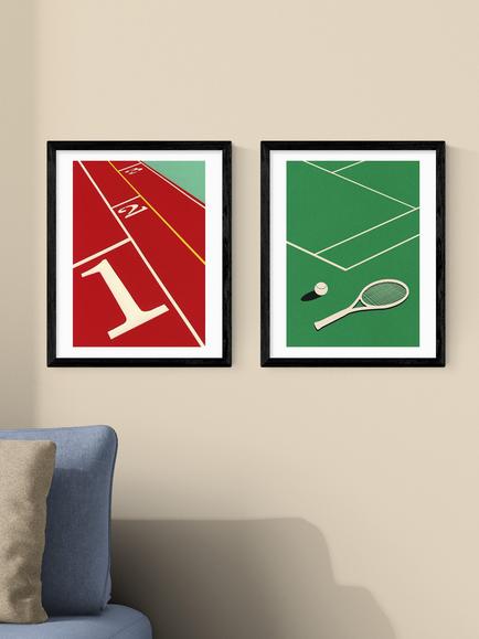 EAST END PRINTS Rosi Feist 'Racket & Run' Framed Print, Set of 2, 53.4 x 43.4cm, Black - view 2, Black
