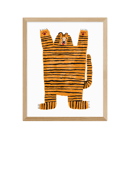 EAST END PRINTS Min Pin 'Roar' Framed Print, 53.4 x 43.4cm, Natural, Natural