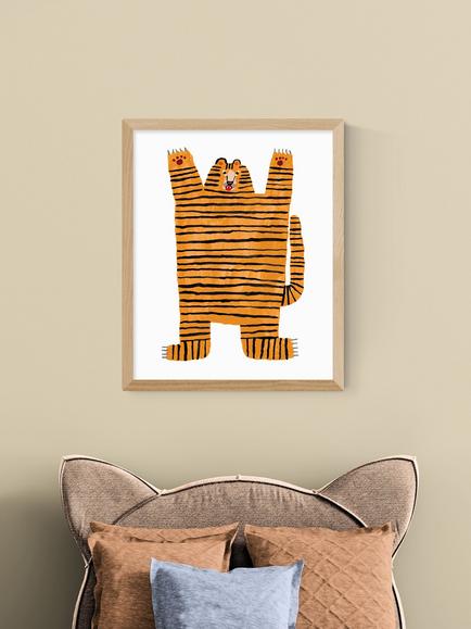 EAST END PRINTS Min Pin 'Roar' Framed Print, 53.4 x 43.4cm, Natural - view 2, Natural