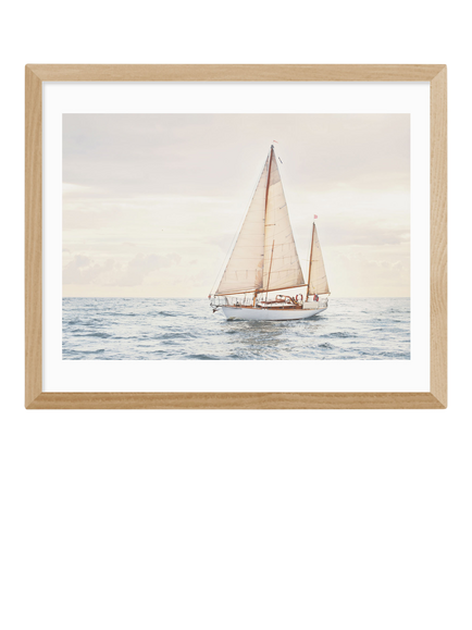 EAST END PRINTS Sisi and Seb 'Sailboat' Framed Print, 43.4 x 53.4cm, Natural, Natural