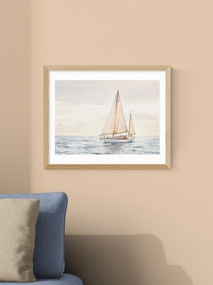 EAST END PRINTS Sisi and Seb 'Sailboat' Framed Print, 43.4 x 53.4cm, Natural - view 2, Natural