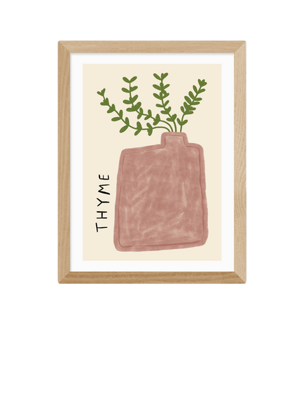 EAST END PRINTS Amber May Art 'Thyme Plant' Framed Print, 43.4 x 33.4cm, Natural, Natural