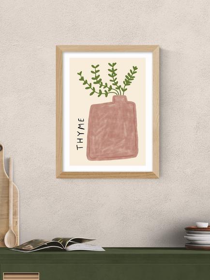EAST END PRINTS Amber May Art 'Thyme Plant' Framed Print, 43.4 x 33.4cm, Natural - view 2, Natural