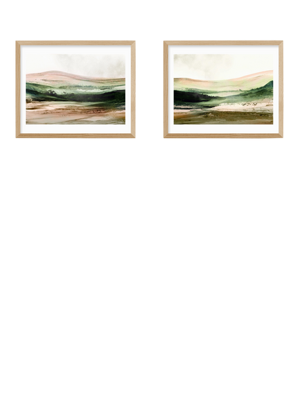 EAST END PRINTS Dan Hobday 'West Country' Framed Print, Set of 2, 43.4 x 53.4cm, Natural, Natural