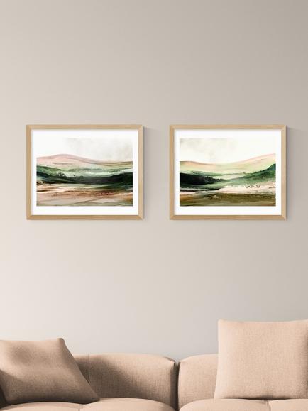EAST END PRINTS Dan Hobday 'West Country' Framed Print, Set of 2, 43.4 x 53.4cm, Natural - view 2, Natural