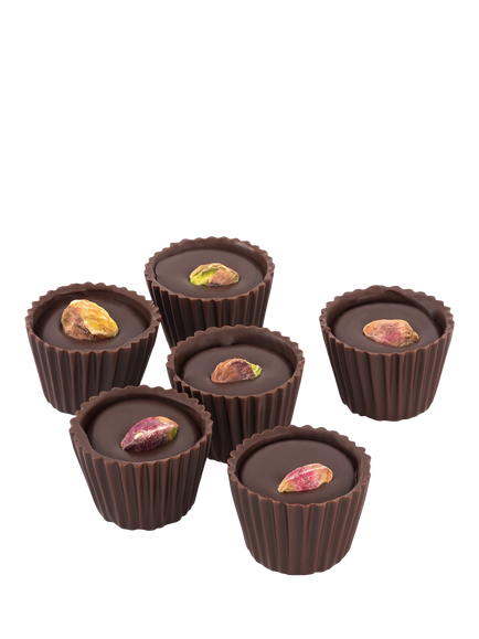 Hotel Chocolat Raspberry & Pistachio Dark Chocolate Pralines Selector, 77g, Multi