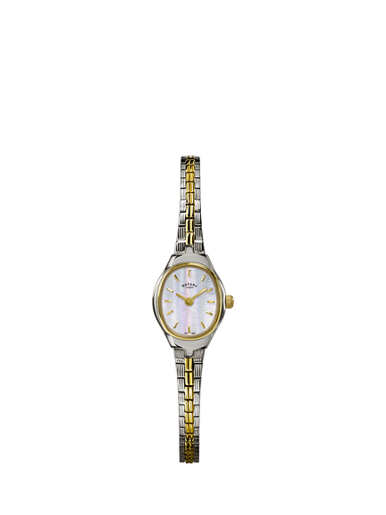 Rotary RLB10049/41 Women's 1895 Two-Toned Bracelet Strap Watch, Silver/Gold, Two Tone