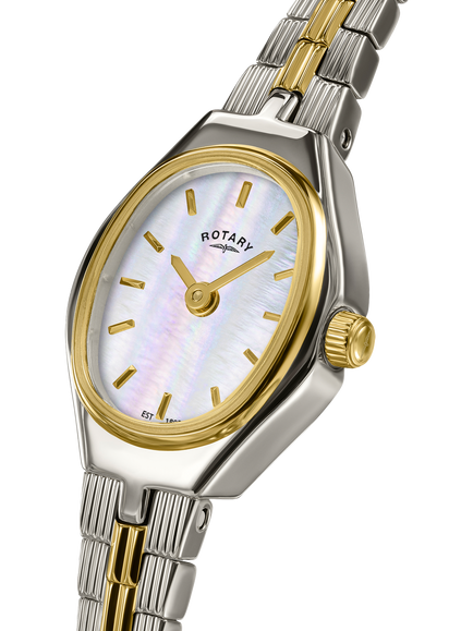 Rotary RLB10049/41 Women's 1895 Two-Toned Bracelet Strap Watch, Silver/Gold - view 2, Two Tone