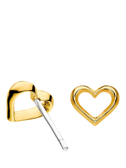 Kit Heath Love Heart Earrings, Silver / Yellow Gold, Silver / Yellow Gold
