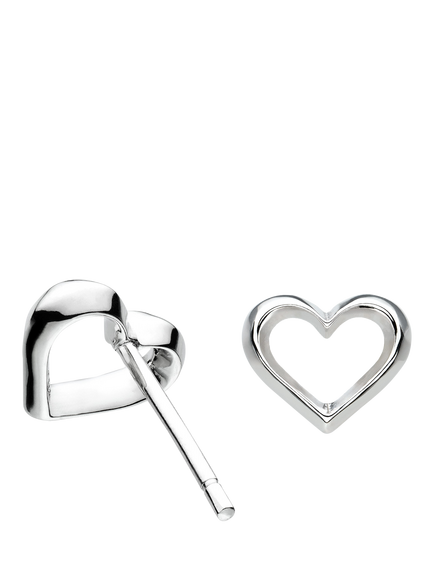 Kit Heath Love Heart Earrings, Silver, Silver