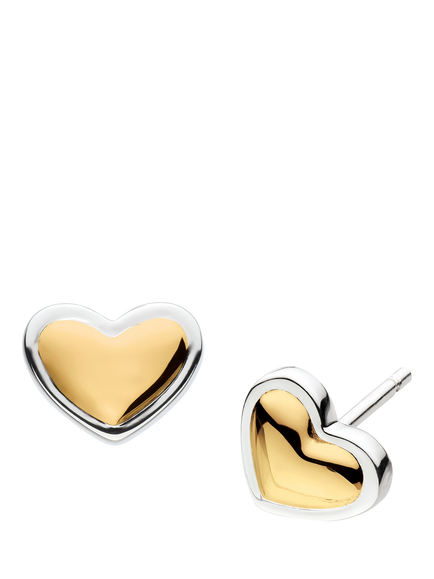 Kit Heath Heart Of Gold Stud Earrings, Silver / Yellow Gold, Silver / Yellow Gold