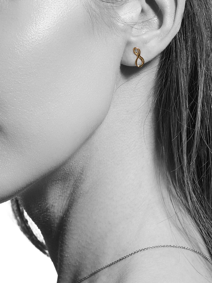 Kit Heath Infinity Mini Stud Earrings, Yellow Gold - view 2, Yellow Gold