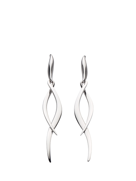 Kit Heath Entwine Twist Drop Earrings, Silver, Silver