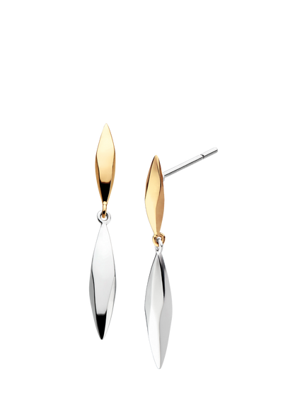 Kit Heath Glint Geo Stud Drop Earrings, Silver / Yellow Gold, Silver / Yellow Gold
