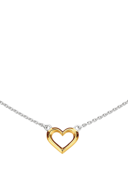 Kit Heath Love Mini Heart Outline Necklace, Silver / Yellow Gold, Silver / Yellow Gold