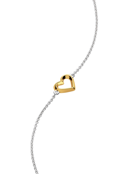Kit Heath Love Mini Heart Outline Bracelet, Silver / Yellow Gold, Silver / Yellow Gold