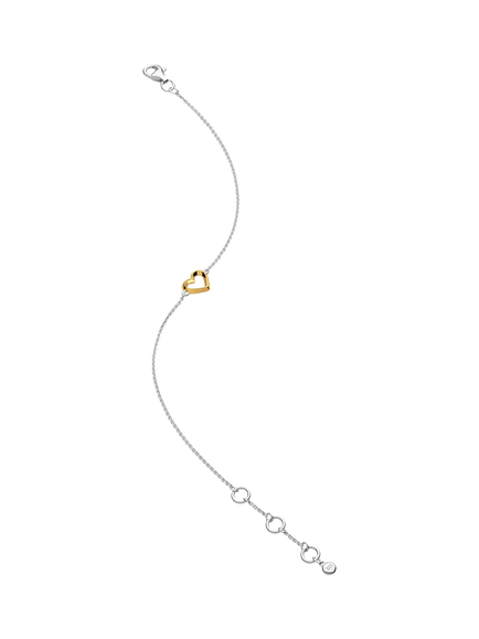 Kit Heath Love Mini Heart Outline Bracelet, Silver / Yellow Gold - view 2, Silver / Yellow Gold