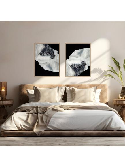 John Lewis Nina Archer 'Bedrock' Framed Canvas Prints, Set of 2, 84 x 64cm, Black/White - view 2, Multi