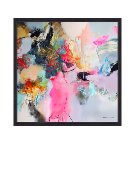 John Lewis Natasha Barnes 'Butterfly Kisses' Framed Canvas Print, 86 x 86cm, Pink/Multi, Multi