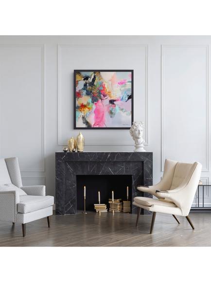 John Lewis Natasha Barnes 'Butterfly Kisses' Framed Canvas Print, 86 x 86cm, Pink/Multi - view 2, Multi