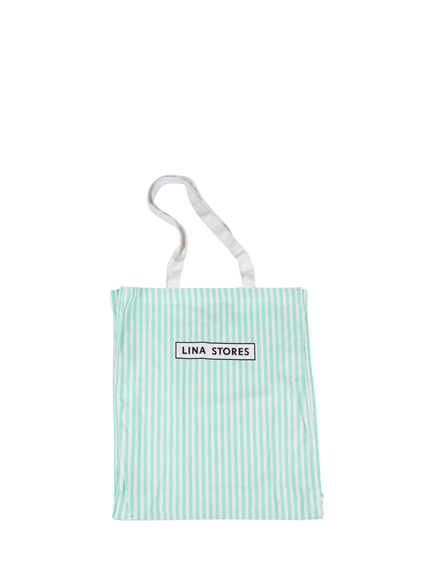 Lina Stores Striped Canvas Tote Bag, Green, Multi