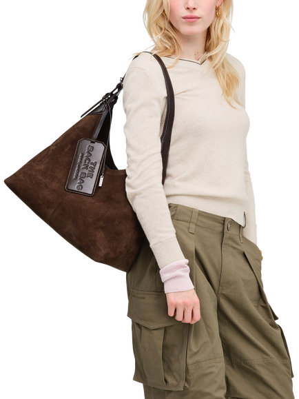 Marc Jacobs The Belted Suede Sack Shoulder Bag, Brown - view 2, Dark Brown