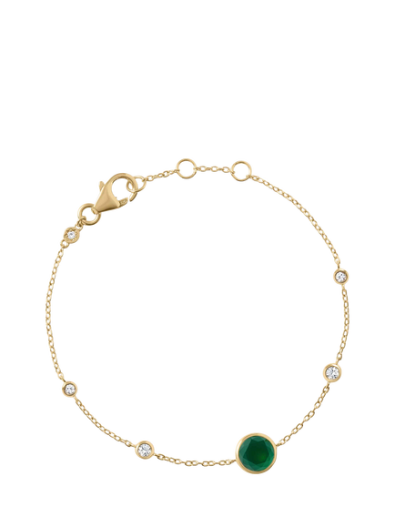 Astley Clarke Luna Station Bracelet, Gold/Green Agate