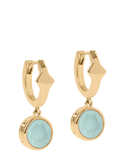 Astley Clarke Luna Huggie Earrings, Gold/Aqua Quartzite