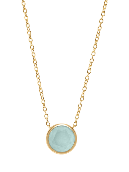 Astley Clarke Luna Pendant Necklace, Gold/Aqua Quartzite