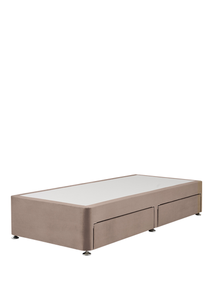 Silentnight Non-Sprung 2 Drawer Upholstered Divan Base, Single, Brushed Textured Oatmeal