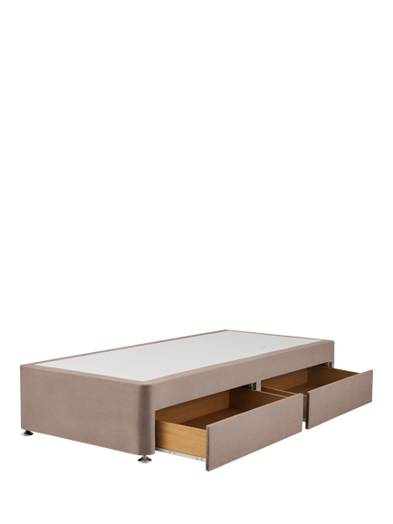 Silentnight Non-Sprung 2 Drawer Upholstered Divan Base, Single - view 2, Brushed Textured Oatmeal
