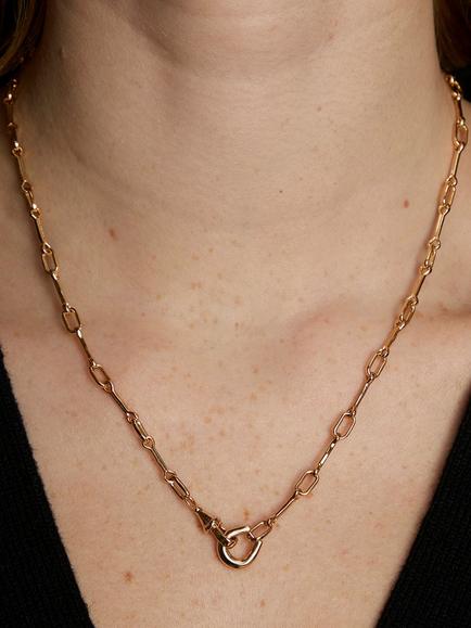 Astrid & Miyu Hardware Chain Necklace, Gold - view 2, Gold