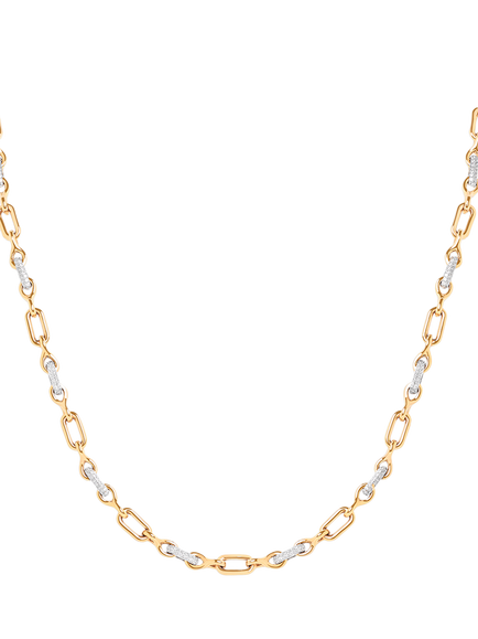Astrid & Miyu Pavé Chain Link Necklace, Gold, Gold