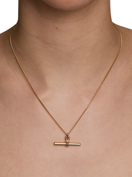 Astrid & Miyu Hardware T-Bar Pendant Necklace, Gold - view 2, Gold