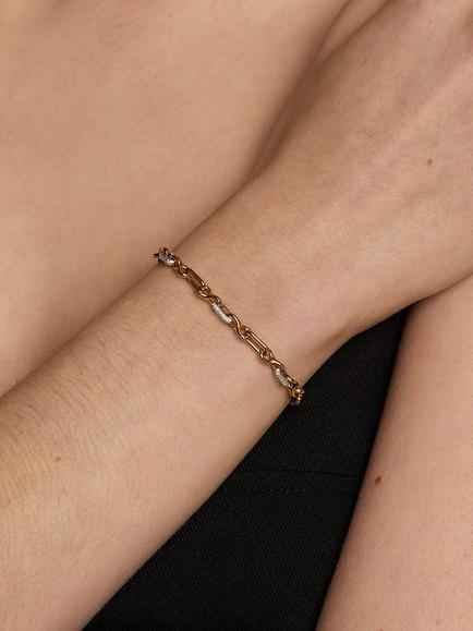 Astrid & Miyu Pavé Chain Link Bracelet, Gold - view 2, Gold
