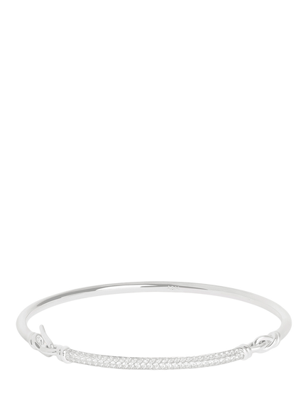 Astrid & Miyu Pavé Knot Bangle, Silver, Silver