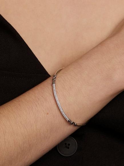 Astrid & Miyu Pavé Knot Bangle, Silver - view 2, Silver