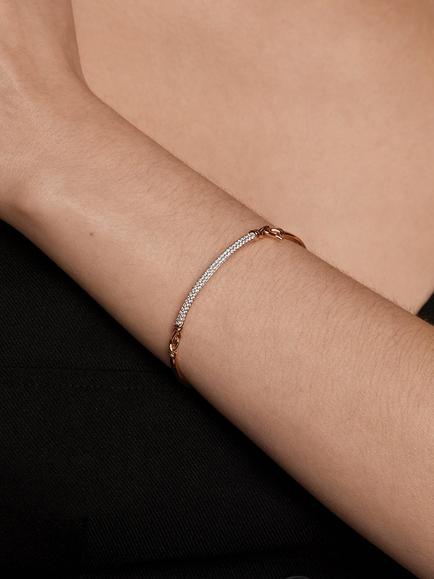 Astrid & Miyu Pavé Knot Bangle, Gold - view 2, Gold