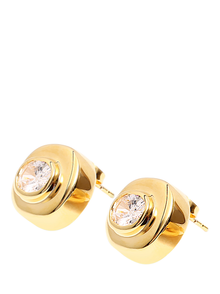 By Alona Ines Cubic Zirconia Stud Earrings, Gold - view 2, Gold