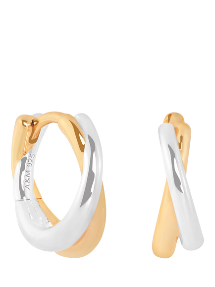 Astrid & Miyu Crossover Illusion Huggie Earrings, Mixed Metal, Mixed Metal
