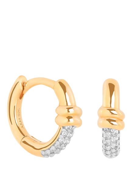 Astrid & Miyu Pavé Knot Huggie Earrings, Gold, Gold