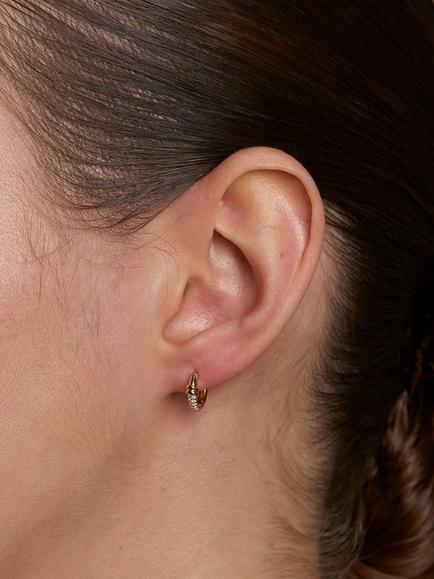 Astrid & Miyu Pavé Knot Huggie Earrings, Gold - view 2, Gold