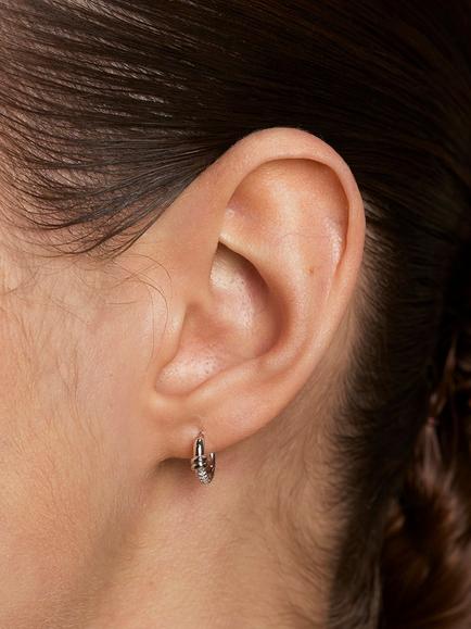 Astrid & Miyu Pavé Knot Huggie Earrings, Silver - view 2, Silver