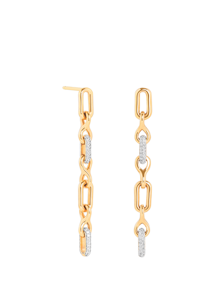 Astrid & Miyu Pavé Chain Link Drop Stud Earrings, Gold, Gold